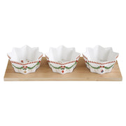 MAGIE DE NOEL UZKODU KOMPL. BAMBUSA PALIKTNIS 34X12CM, 3 PORCELĀNA  BĻODIŅAS