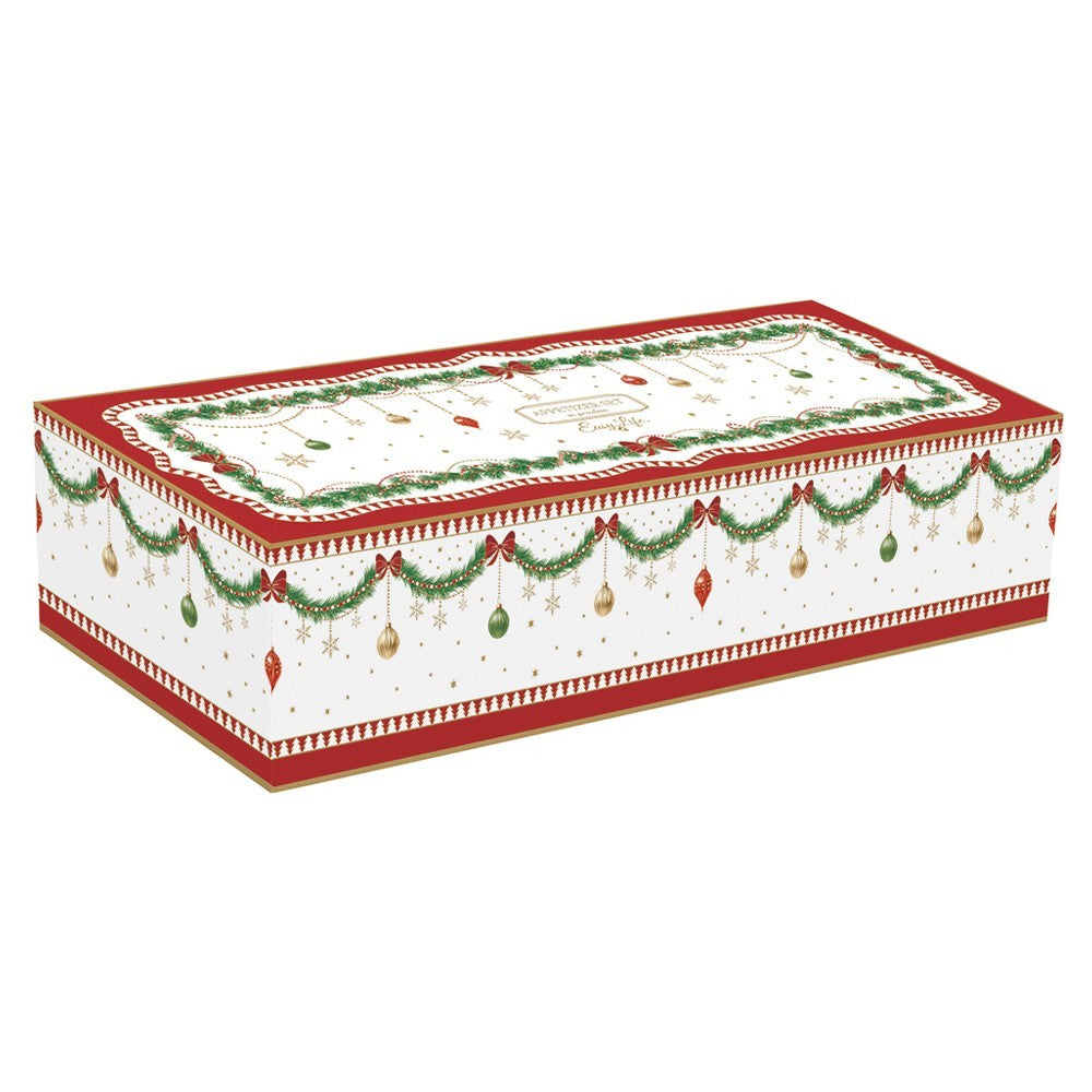 MAGIE DE NOEL UZKODU KOMPL. BAMBUSA PALIKTNIS 34X12CM, 3 PORCELĀNA  BĻODIŅAS