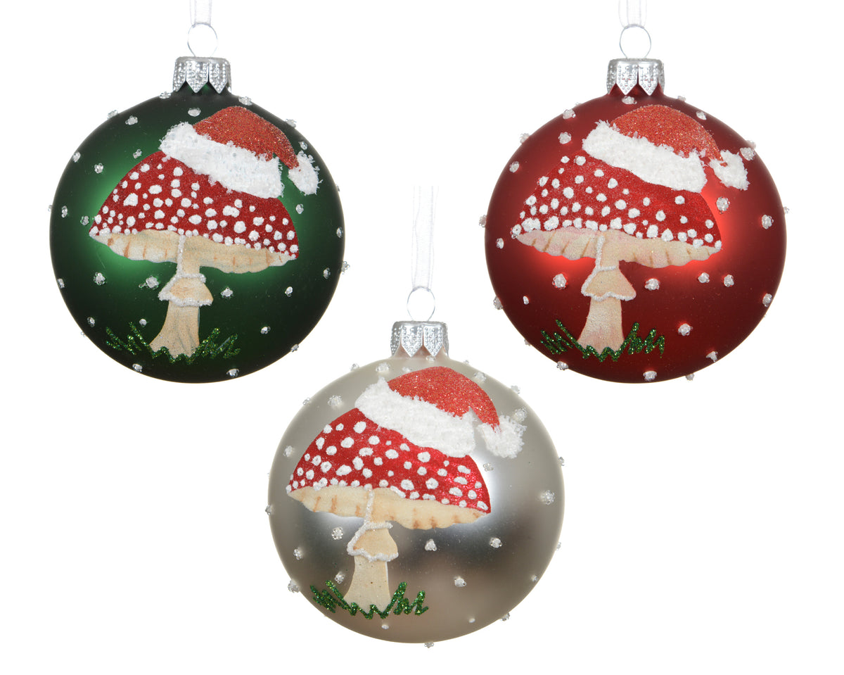 EGĻU ROTĀJUMS - BUMBA AR DEKORU MUŠMIRE, 8 CM, 3 VEIDI, STIKLS