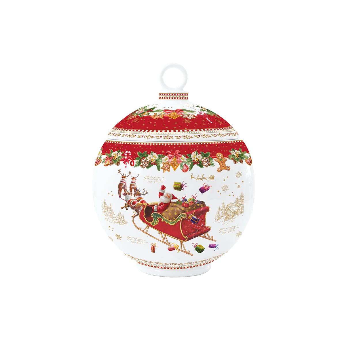 CHRISTMAS MEMORIES SERVĒJAMAIS TRAUKS-BUMBA D18X23CM, PORCELĀNS