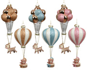 EGĻU ROTĀJUMS, GAISA BALONS, 7.5x15 CM, 6 VEIDI, ROZĀ,ZILS,ZELTA, STIKLS