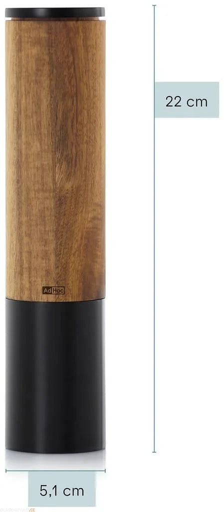 EMILL.5 ELEKTRISKĀS,DZIRNAVIŅAS H22CM, D5.1CM,,MELNS, AKĀCIJAS,KOKS/NER.TĒR.