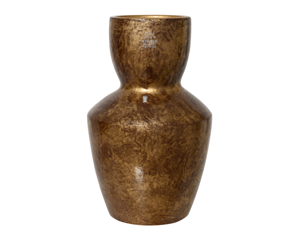 TERRACOTTA VĀZE 19X30 CM , TUMŠA ZELTA