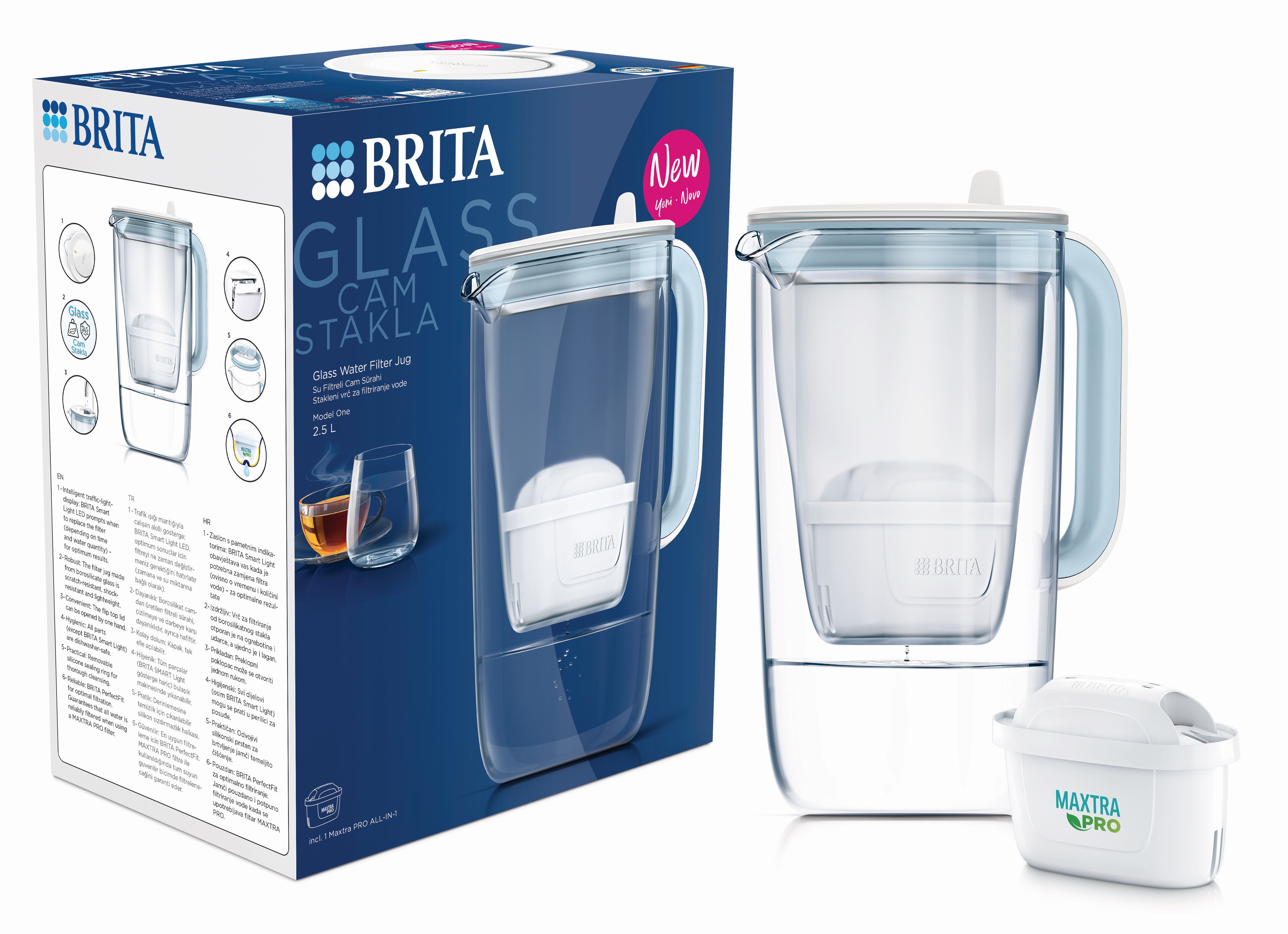 BRITA MXPRO STIKLA ŪDENS FILTRAKRŪZE 2.4L, BALTA