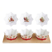 CHRISTMAS MEMORIES UZKODU KOMPL. BAMBUSA PALIKTNIS 34X12 CM, 3 BĻODIŅAS, PORCELĀNS