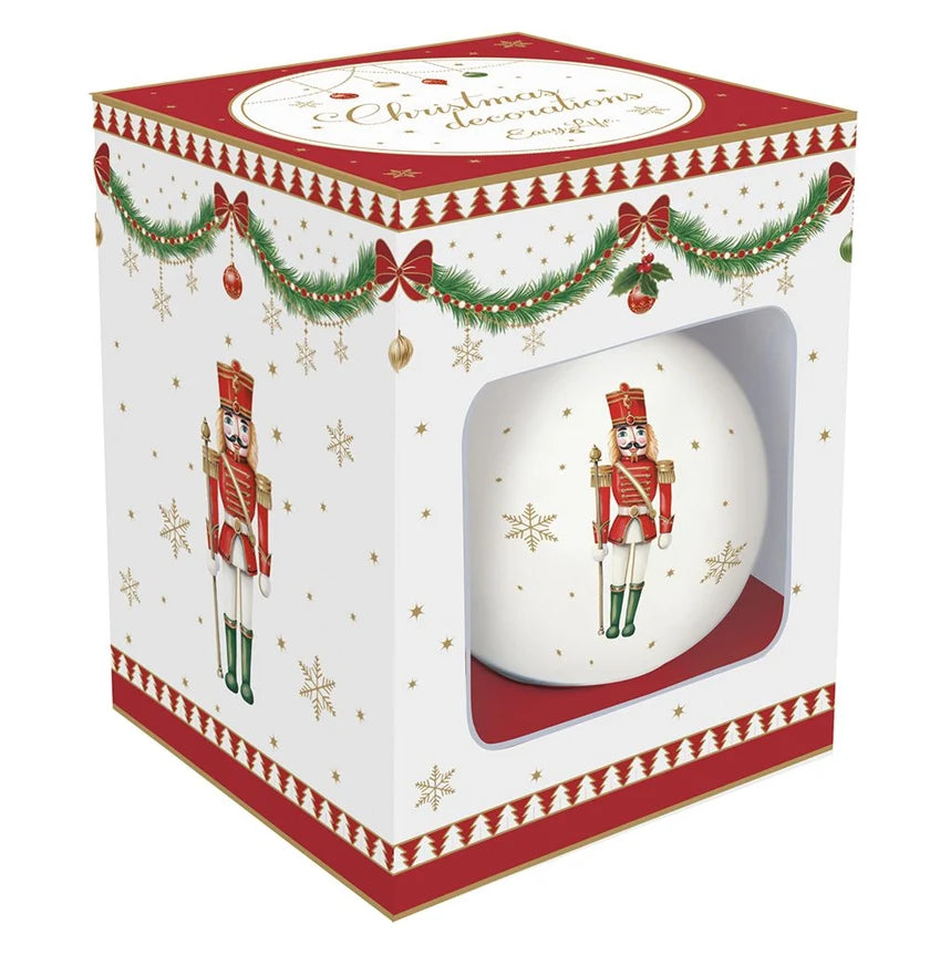 MAGIE DE NOEL EGLĪŠU ROTĀJUMS - BUMBA AR DEKORU 7 CM, 4 VEIDI, PORCELĀNS