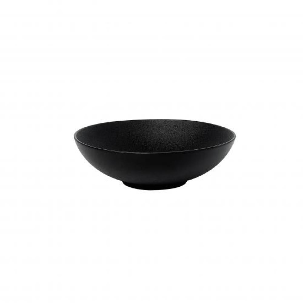 FINE PLUS SATIN SHALLOW BOWL 21CM, BLACK, PORCELAIN**