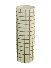 LINES & SQUARES VĀZE 8CM H25 CM, RŪTOTA, OLĪVU ZAĻA/BALTA