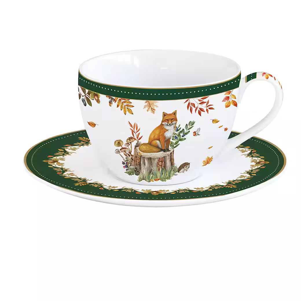 FOREST DREAM TASE AR APAKŠTASI 2 GAB., 240 ML, PORCELĀNS, DĀVANU KASTĒ