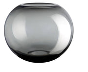 BALL VASE H17.2CM, D21.5CM, SMOKE GREY, GLASS