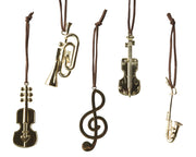 EGĻU ROTĀJUMS - MŪZIKAS INSTRUMENTI 3X8 CM 5 VEIDI, ZELTA KRĀSĀ