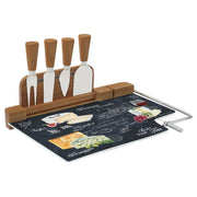 WORLD OF CHEESE SIERA SERVĒJAMAIS DĒLĪTIS AR 4 NAŽIEM 31,5 X 20 CM, STIKLS/BAMBUSS