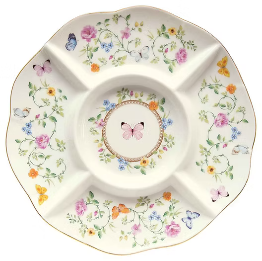 DANCING BUTTERFLIES SERVĒJAMAIS ŠĶĪVIS D 25,5CM, DĀVANU KASTĒ, PORCELĀNS