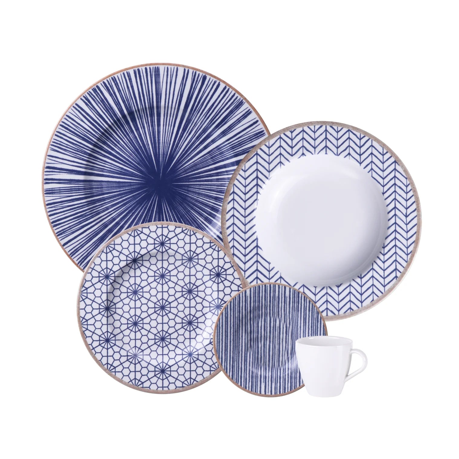 ABSTRATTA TRAUKU KOMPLEKTS AR KRŪZĒM 4 PR., PORCELĀNS