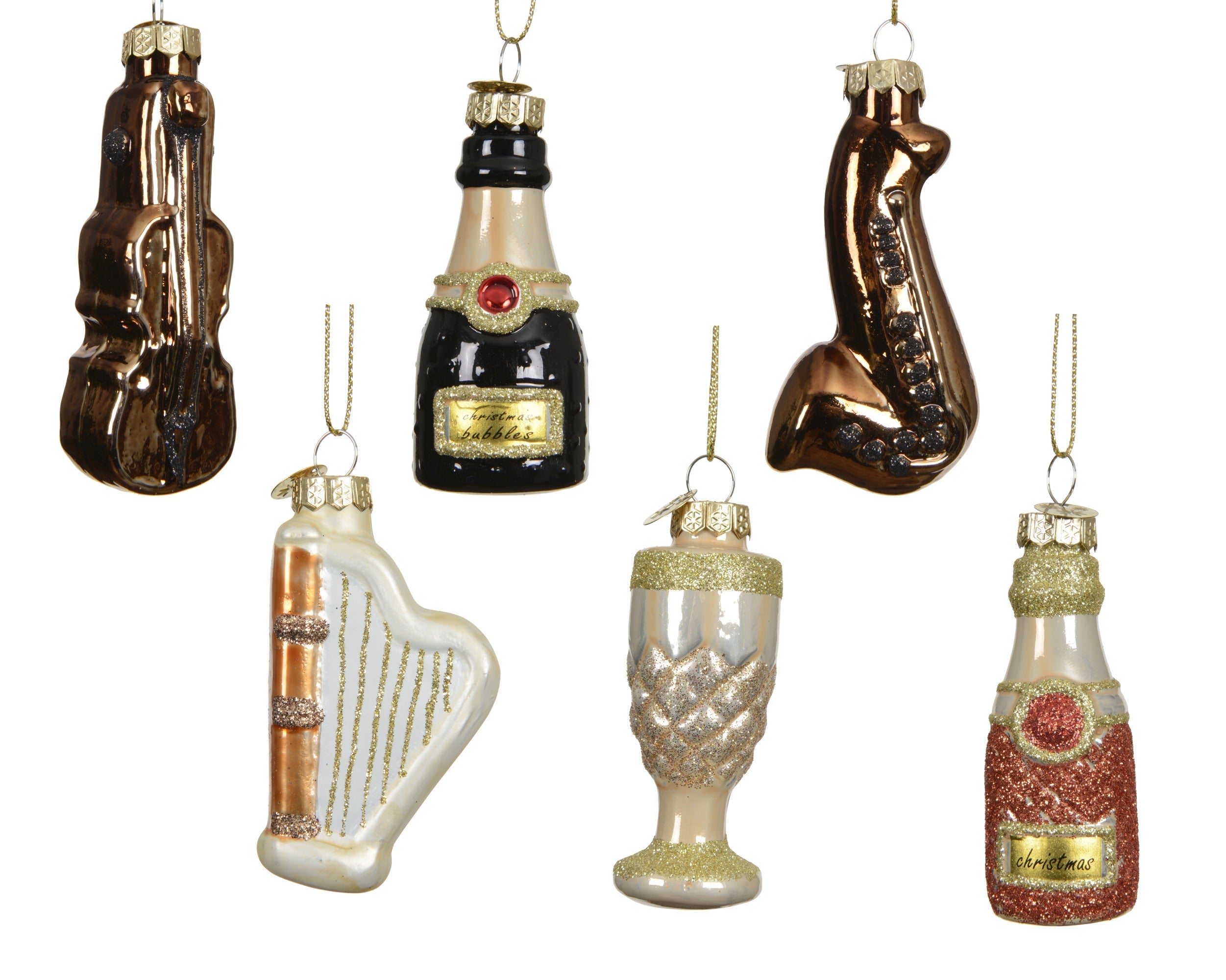 GĻU ROTĀJUMS - MUZIKĀLS SVĒTKU ATRIBŪTS 3.5x7.5CM 6 VEIDI, STIKLS
