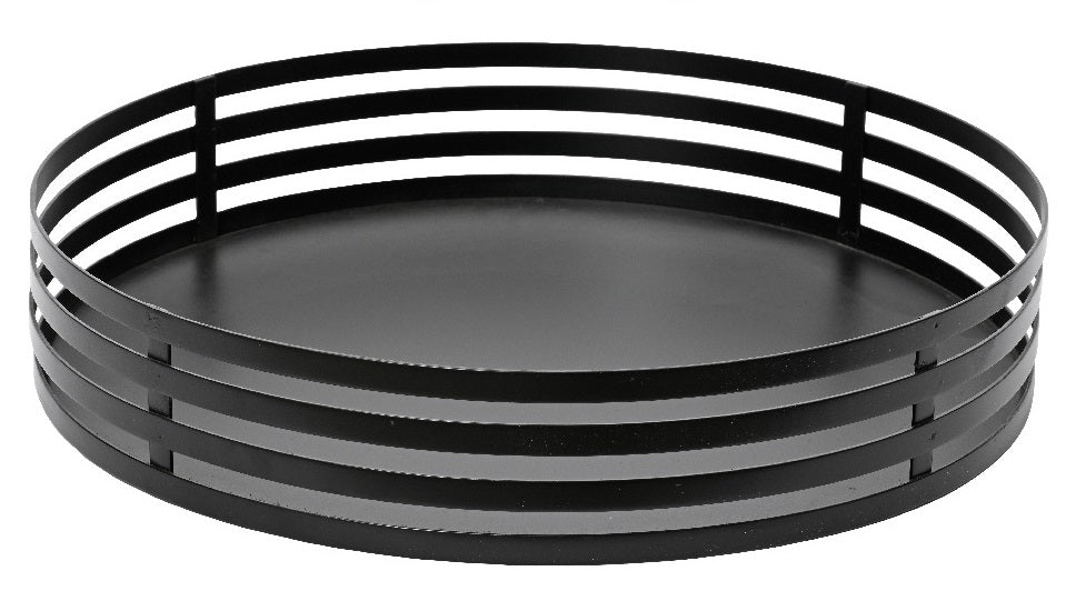 DEKORATĪVA PAPLĀTE D38CM/H7CM, MELNA, METĀLS