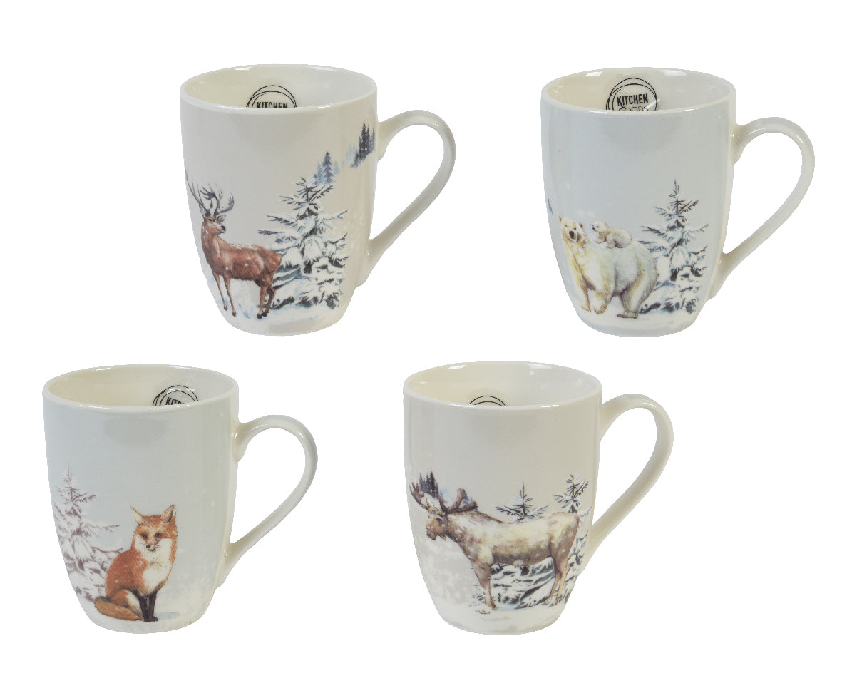KRŪZE H10.5CM, 4 DIZAINI - MEŽA ZVĒRI, PORCELĀNS
