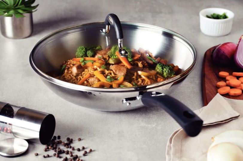 SOLAR SILICONE WOK PANNA 28CM, 3.3L, AR VĀKU, NER.TĒR., INDUKCIJAI