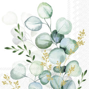 EUCALYPTUS BOUQUET SALVETES 25x25CM 20GAB, ZAĻAS AR DEKORU, PAPĪRS
