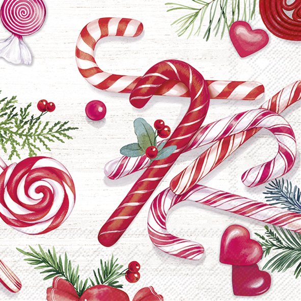 CANDY CANES SALVETES 25X25 CM, 20 GAB, PAPĪRS