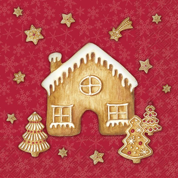 SANTA'S FAVORITE COOKIES SALVETES 25X25 CM 20GAB, SARKANAS, PAPĪRS