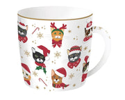 CHRISTMAS CATS KRŪZE 350ML METĀLA KĀRBĀ, 4 VEIDI, PORCELĀNS