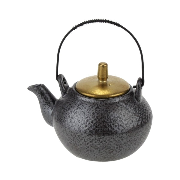 CEYLON TĒJKANNA 750ML, MELNA, AR ZELTA KR. VĀCIŅU, PORCELĀNS/METĀLS