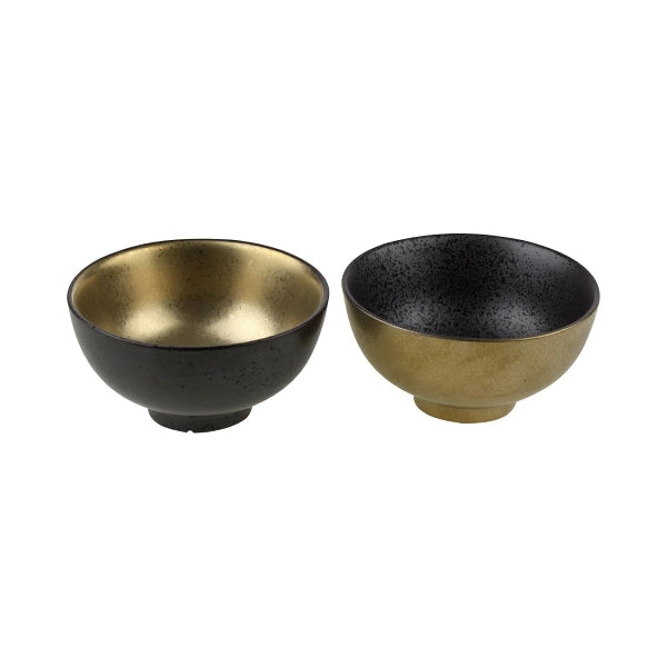 CEYLON BĻODA D11.5CM/H6CM 2 VEIDI, MELNA/ZELTA KR., PORCELĀNS