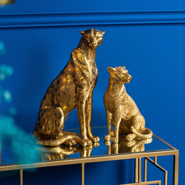 DEKORATĪVA FIGŪRA-LEOPARDS 18x12x24.5cm, ZELTA KR., POLIREZĪNS