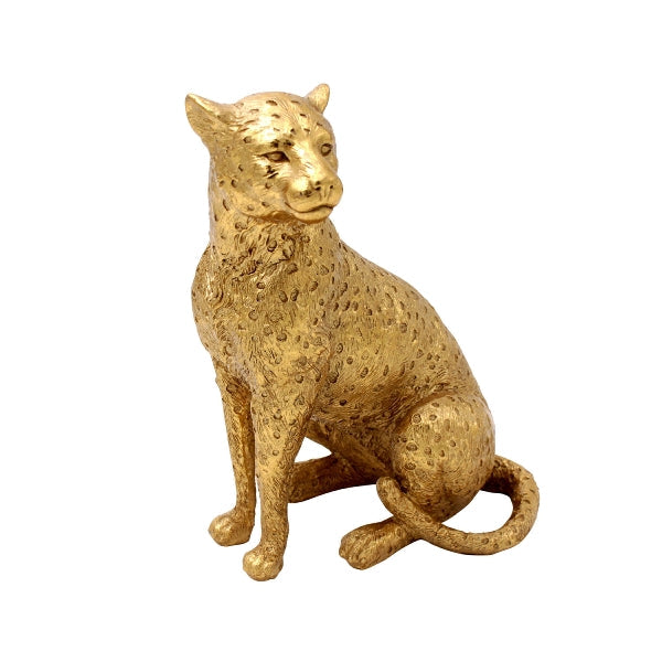 DEKORATĪVA FIGŪRA-LEOPARDS 18x12x24.5cm, ZELTA KR., POLIREZĪNS