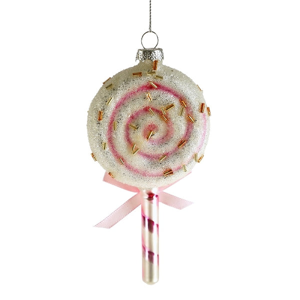 GĻU ROTĀJUMS - LOLLIPOP KONFEKTE 6X2X13CM, ROZĀ/BALTA, STIKLS