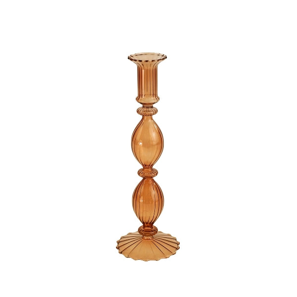 YLVIE SVEČTURIS H25CM, BRŪNS, STIKLS