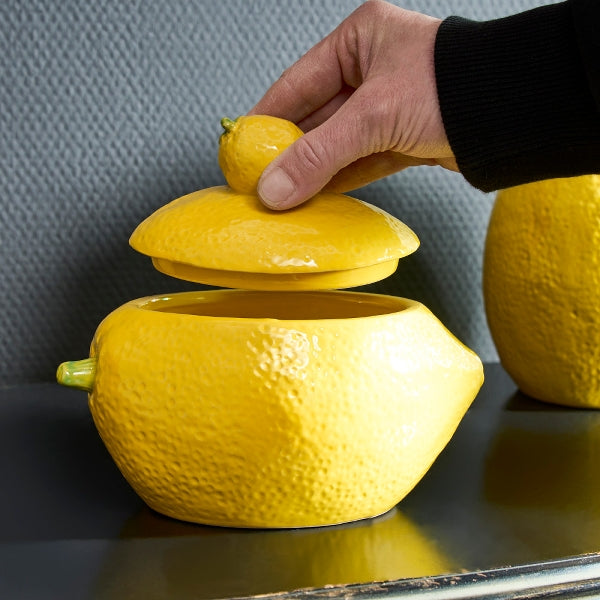 LEMON SALDUMU TRAUKS 18x12x15cm, AR VĀKU, DZELTENS, KERAMIKA