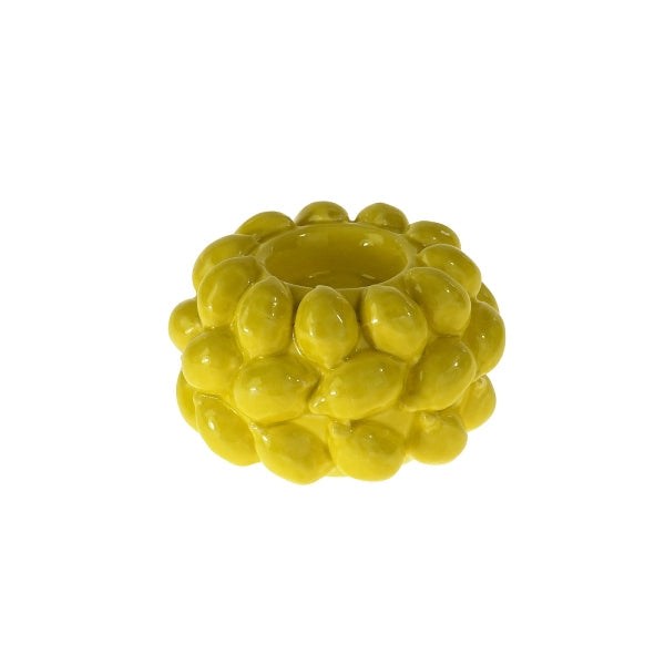 LEMON SVEČTURIS 12x12x8cm, DZELTENS, KERAMIKA