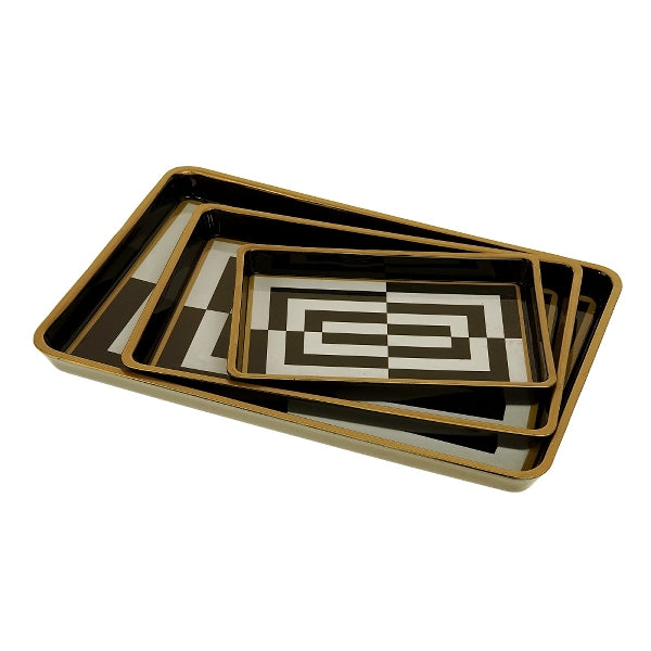 S/3 PAPLĀTE 31.5x21.5x2cm, MELNA/BALTA, PLASTMASA (54556)