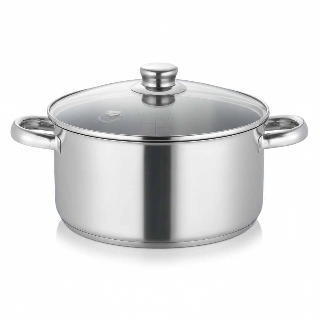 NEW ROMA KATLS AR VĀKU 24CM, 5.1L, NER.TĒR., STIKLS