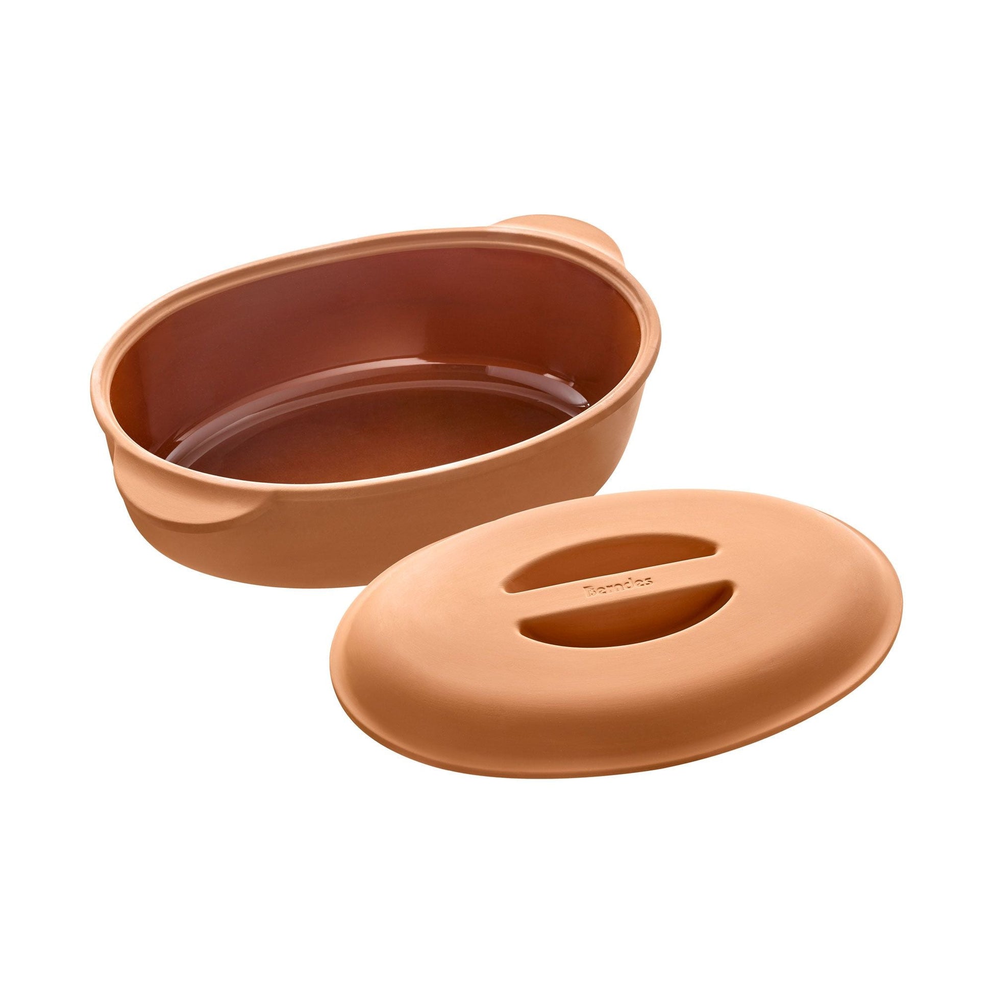 TERRACOTTA SAUTĒJAMAIS KATLS 4L, 33x22, IEKŠPUSĒ GLAZĒTS, AR NEGLAZĒTU VĀKU, KERAMIKA