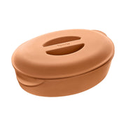TERRACOTTA SAUTĒJAMAIS KATLS 6L, 38x25, IEKŠPUSĒ GLAZĒTS, AR NEGLAZĒTU VĀKU, KERAMIKA