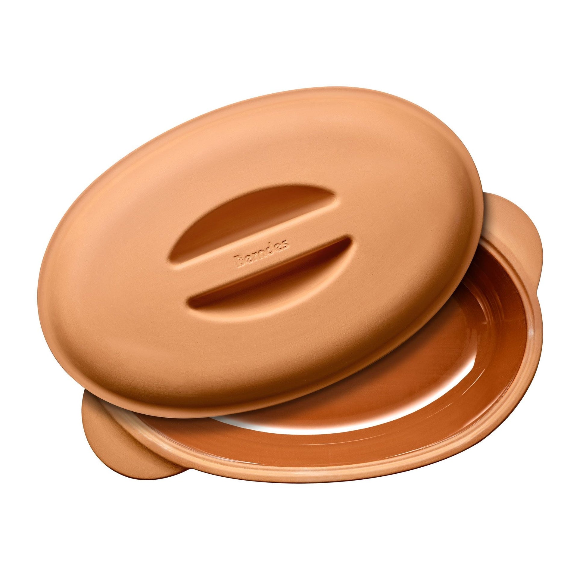 TERRACOTTA SAUTĒJAMAIS KATLS 6L, 38x25, IEKŠPUSĒ GLAZĒTS, AR NEGLAZĒTU VĀKU, KERAMIKA