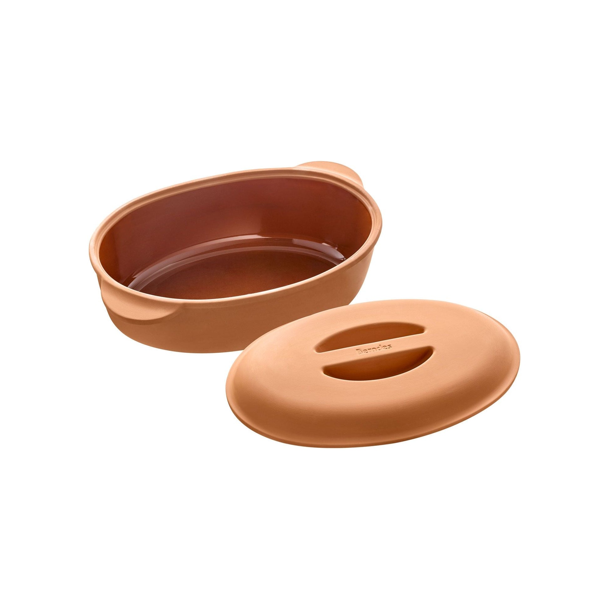 TERRACOTTA SAUTĒJAMAIS KATLS 6L, 38x25, IEKŠPUSĒ GLAZĒTS, AR NEGLAZĒTU VĀKU, KERAMIKA
