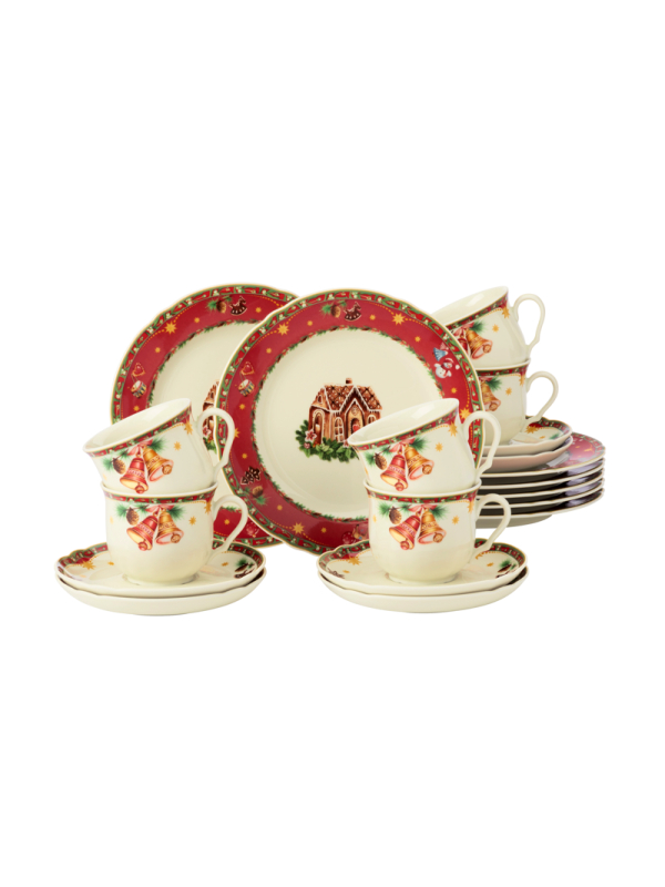 IEMASSVĒTKU NOSTAĻĢIJA KAFIJAS SERVĪZE 6PERS. 18PR., PORCELĀNS