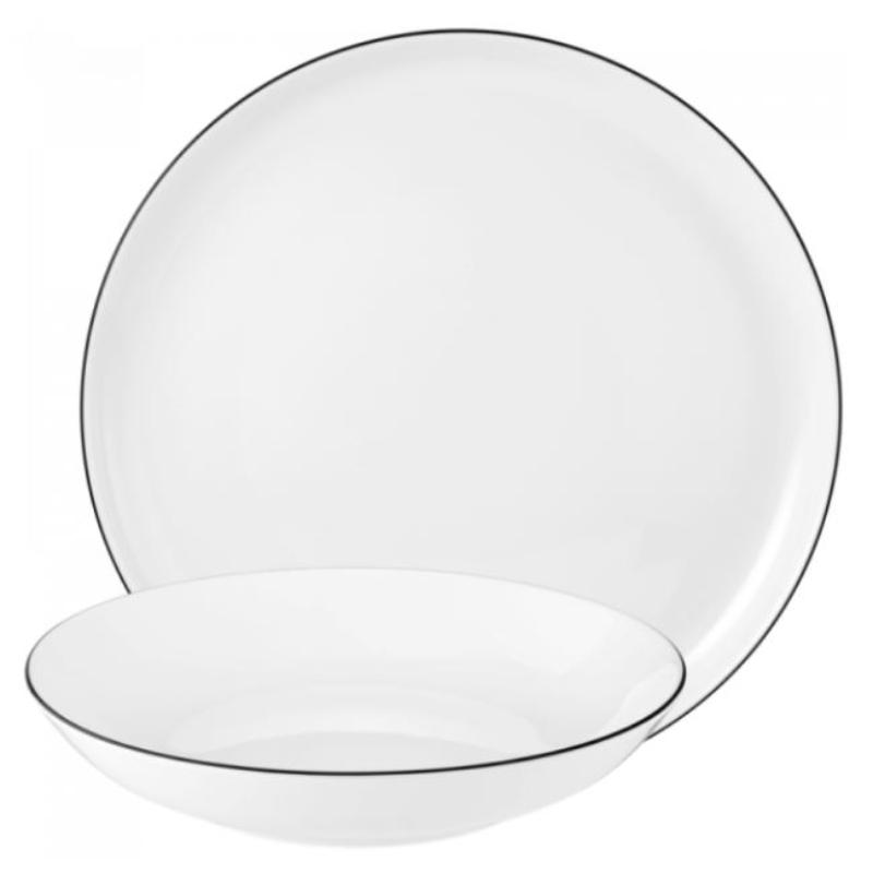 LIDO BLACK LINE PUSDIENU SERVĪZE 12PR, PORCELĀNS