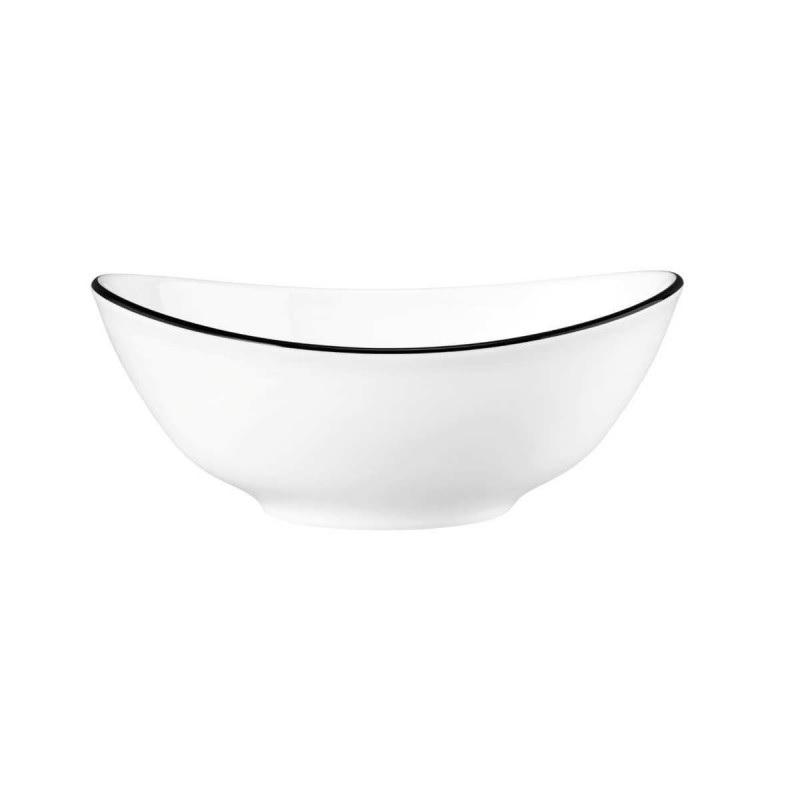 MODERN LIFE BLACK LINE OVĀLS DZIĻAIS ŠĶĪVIS 16CM, PORCELĀNS
