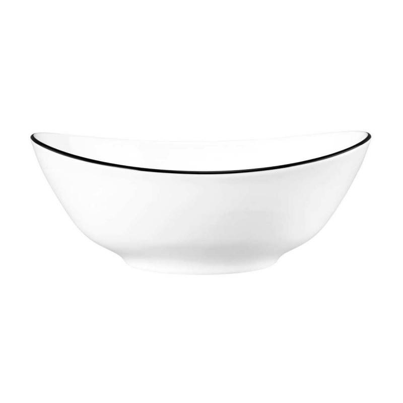 MODERN LIFE BLACK LINE OVĀLA BĻODA 25.5CM, PORCELĀNS