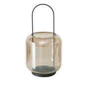 MERYSE SVEČTURIS H34CM, APAĻŠ AR ROKTURI, DZELTENS, LAKOTS STIKLS, METĀLS