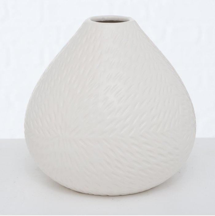 SALINA VĀZE H16CM, D15CM, 2 VEIDI, BALTA, MATĒTA, KERAMIKA