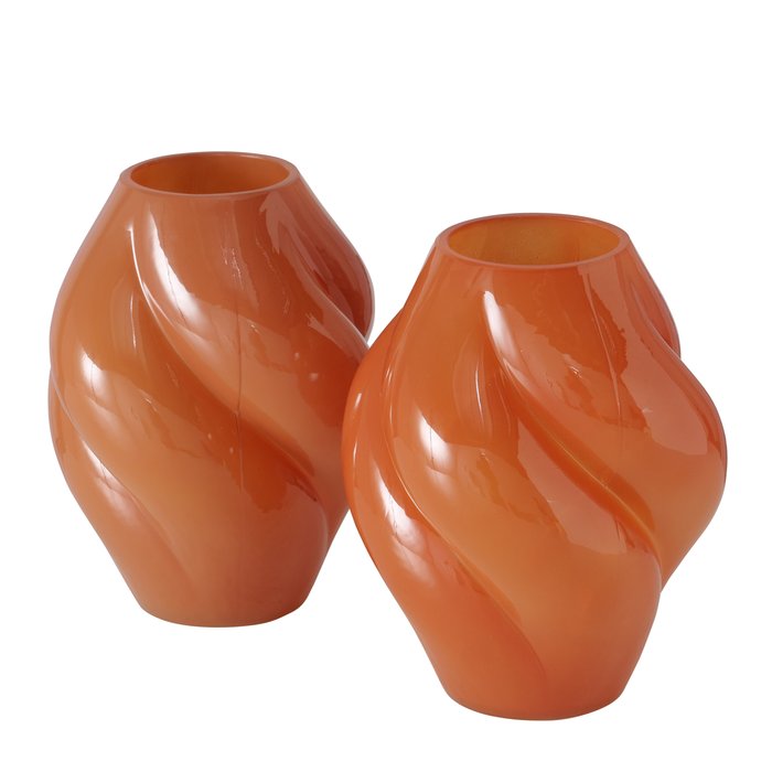 WEVA VĀZE H20CM, D16CM, 2 VEIDI, ORANŽA, LAKOTS STIKLS