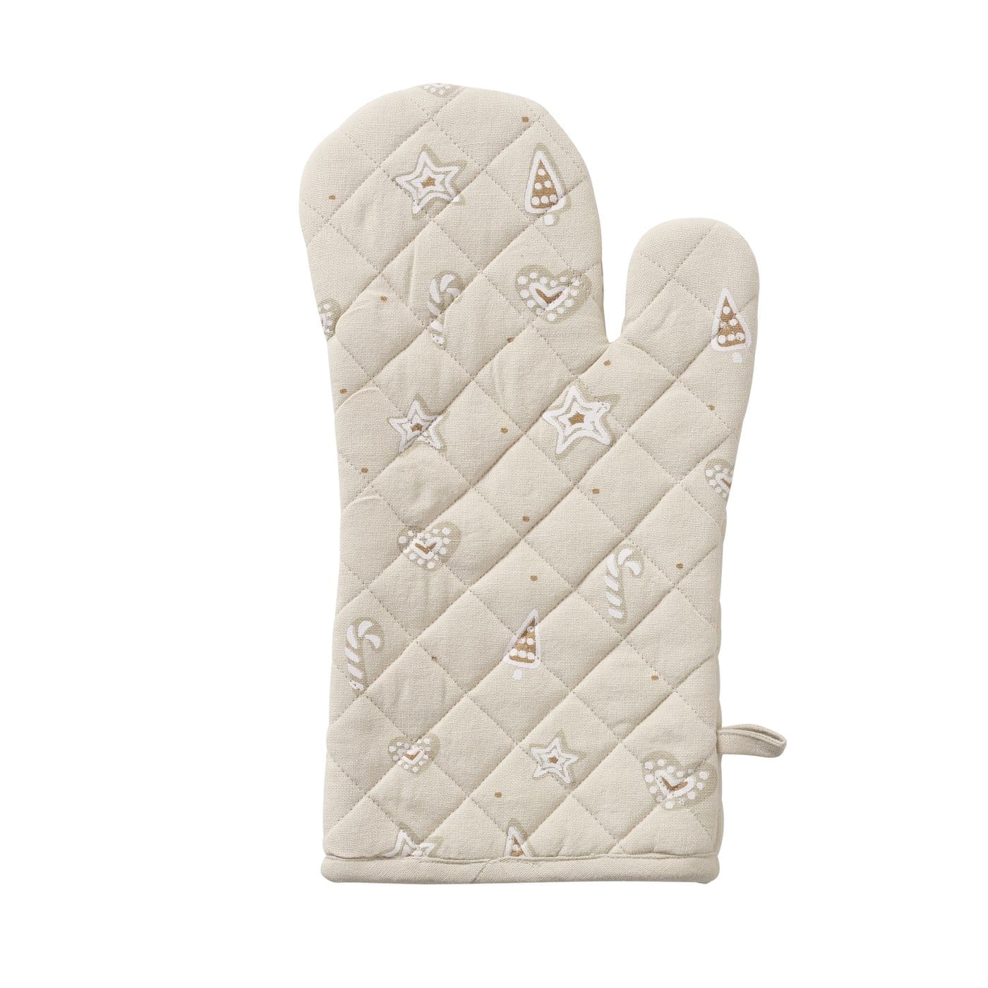 BAKERY VIRTUVES CIMDS 20X33CM 2 VEIDI, BALTS/BRŪNS DIZ., KOKVILNA/PP PILD.