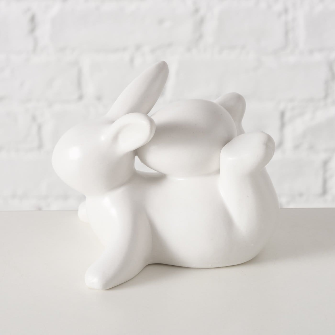 HILDY FIGŪRA-ZAĶIS H12.5CM 2 VEIDI, BALTS, KERAMIKA