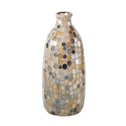 KEMIS VĀZE H32.5CM/D13CM, PELĒKI KRĀSAINA MOZAĪKA, LAKOTS STIKLS